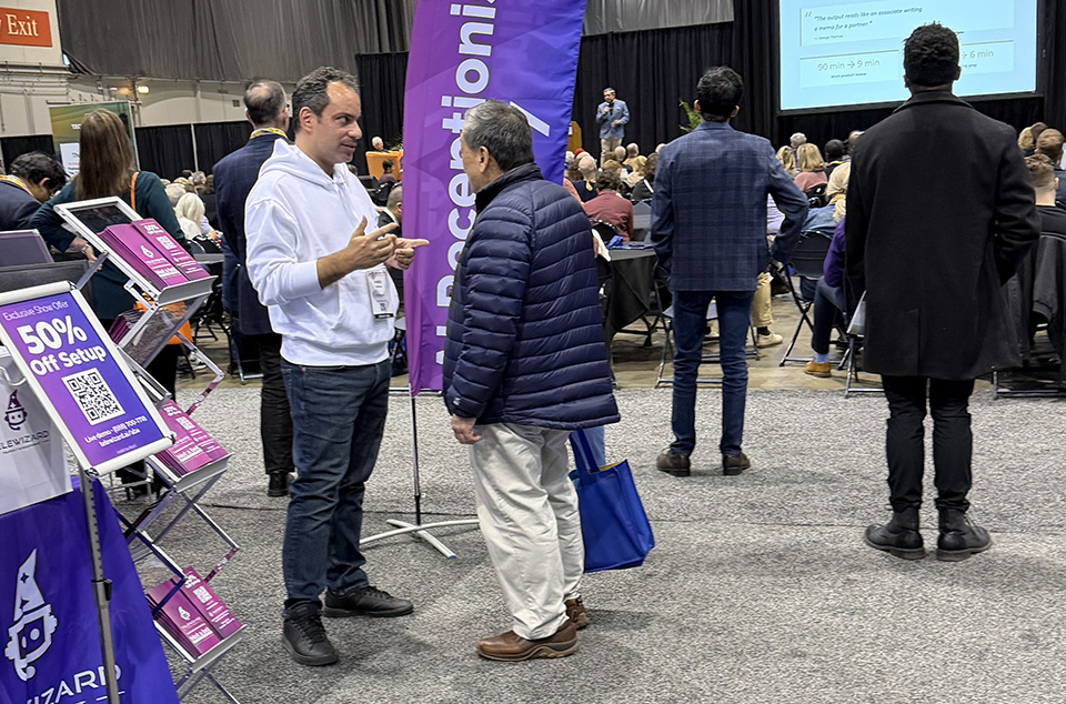 Wide view of TeleWizard booth at ABA TECHSHOW 2026